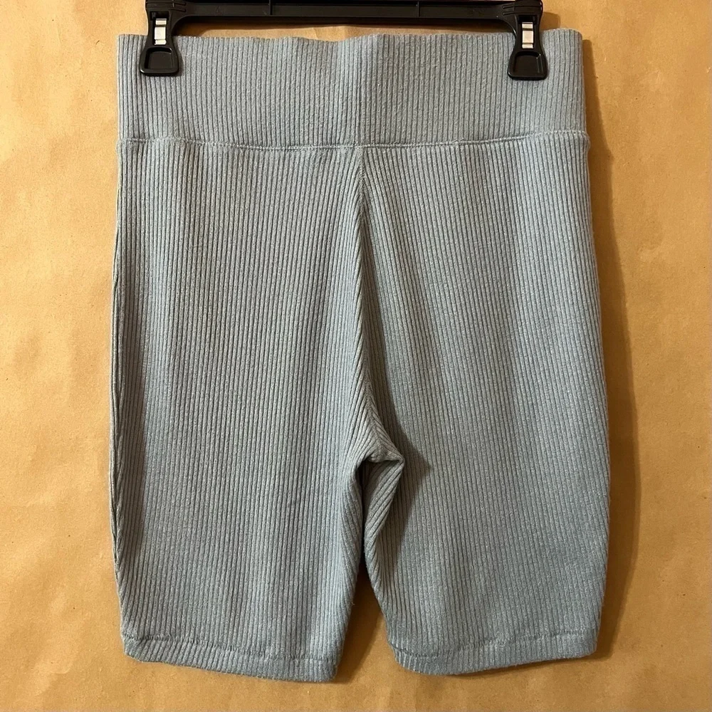 Rag & Bone | NWT The Knit Rib Bike Short Greyed Blue High Waisted Pull-On Size M